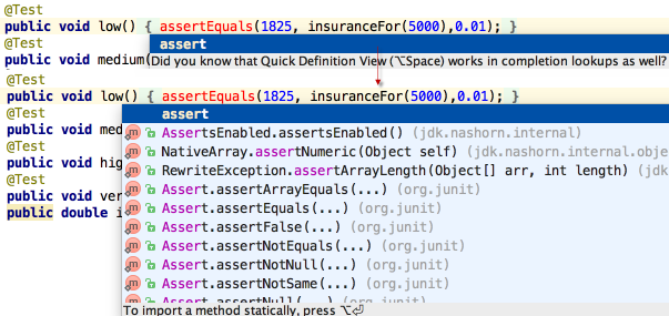 132 156 Secondbasicclassnamecompletion 第二次智能补全类名 Completionimportstatic Secondsmartcompletiontoar 当你在java中使用基本补全时 Ctrl 空格 如果没有在列表中找到你所需的类 这意味着它没有导入到当前文件中 再按一次ctrl