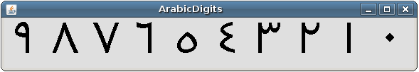 ArabicDigits 示例输出显示从 0 到 9 的阿拉伯文数字