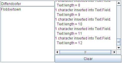 This screenshot demonstrates the output of DocumentEventDemo example.